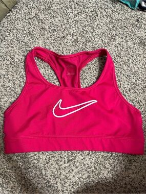 Nike Pink Racerback Sports Bra with White Swoosh